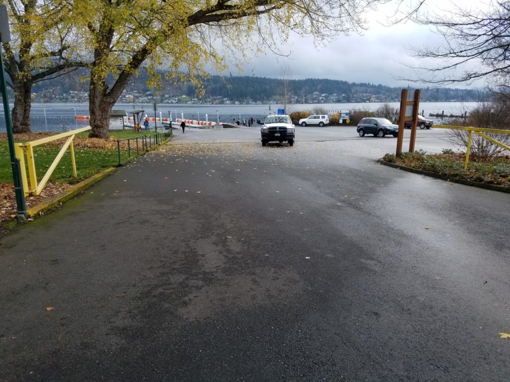 The lower parking and boat launch ramp are covered with 1.2 acres of pavement that collects pollutants such as oil, dirt, and metals which are harmful to lake.